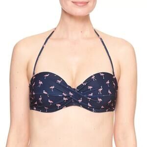 GAP Flamingo Navy Blue Twist Bandeau Bikini Top